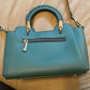 Turquoise purse with cross-body strap